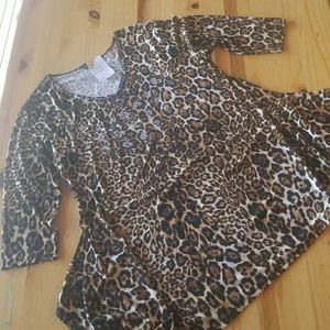 NWT boutique top with leopard print and bling